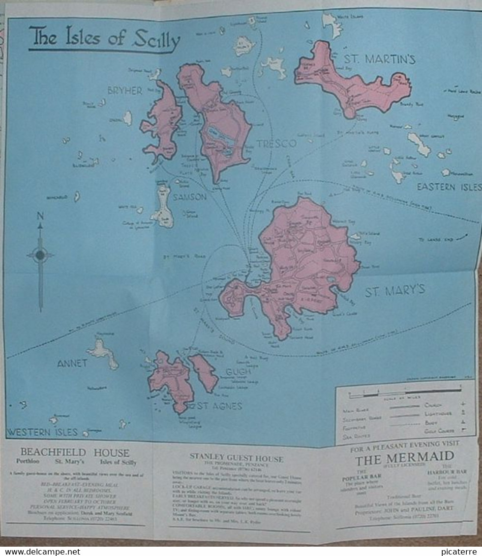 POST FREE UK - ISLES OF SCILLY-Guidebook-large Folding Map + Maps Of Other Islands + Illus/adverts.-72 P-see 10 Scans - Europa