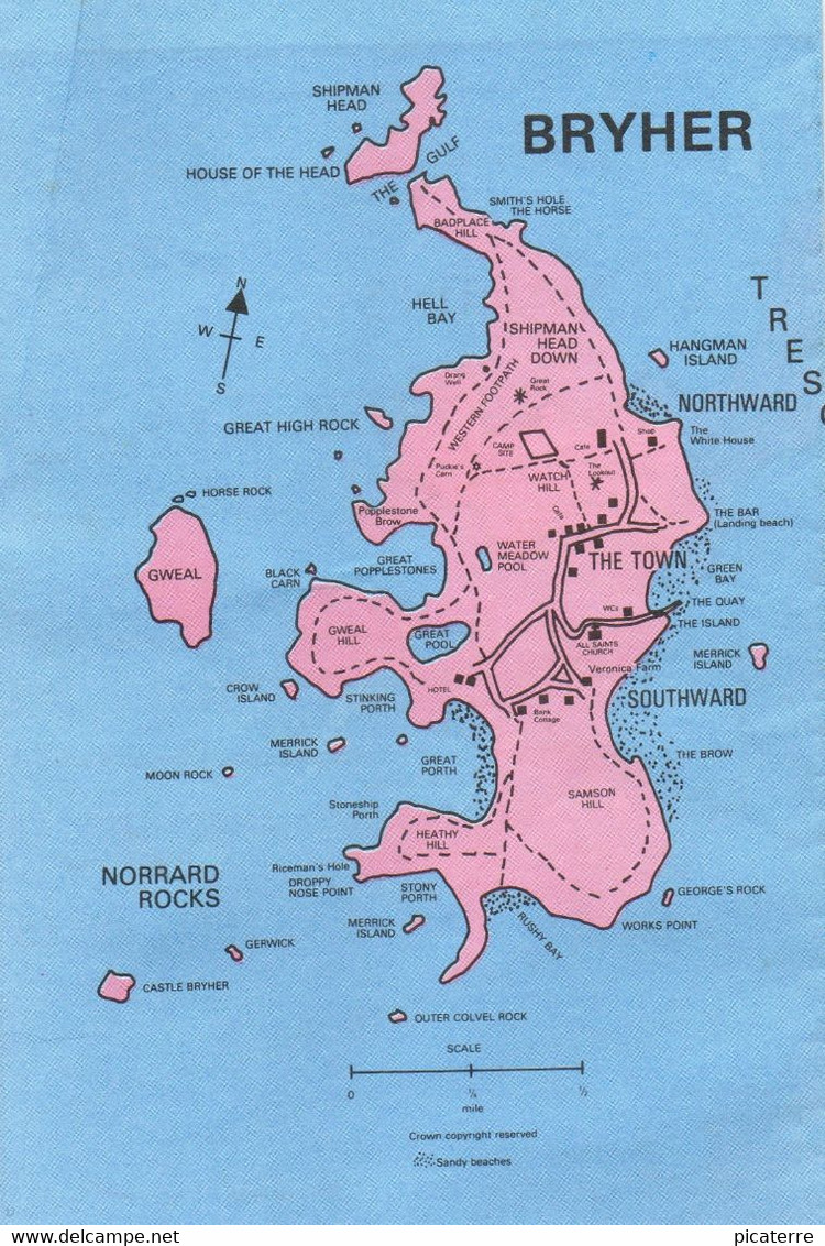 POST FREE UK - ISLES OF SCILLY-Guidebook-large folding map + Maps of other islands + illus/adverts.-72 p-see 10 scans