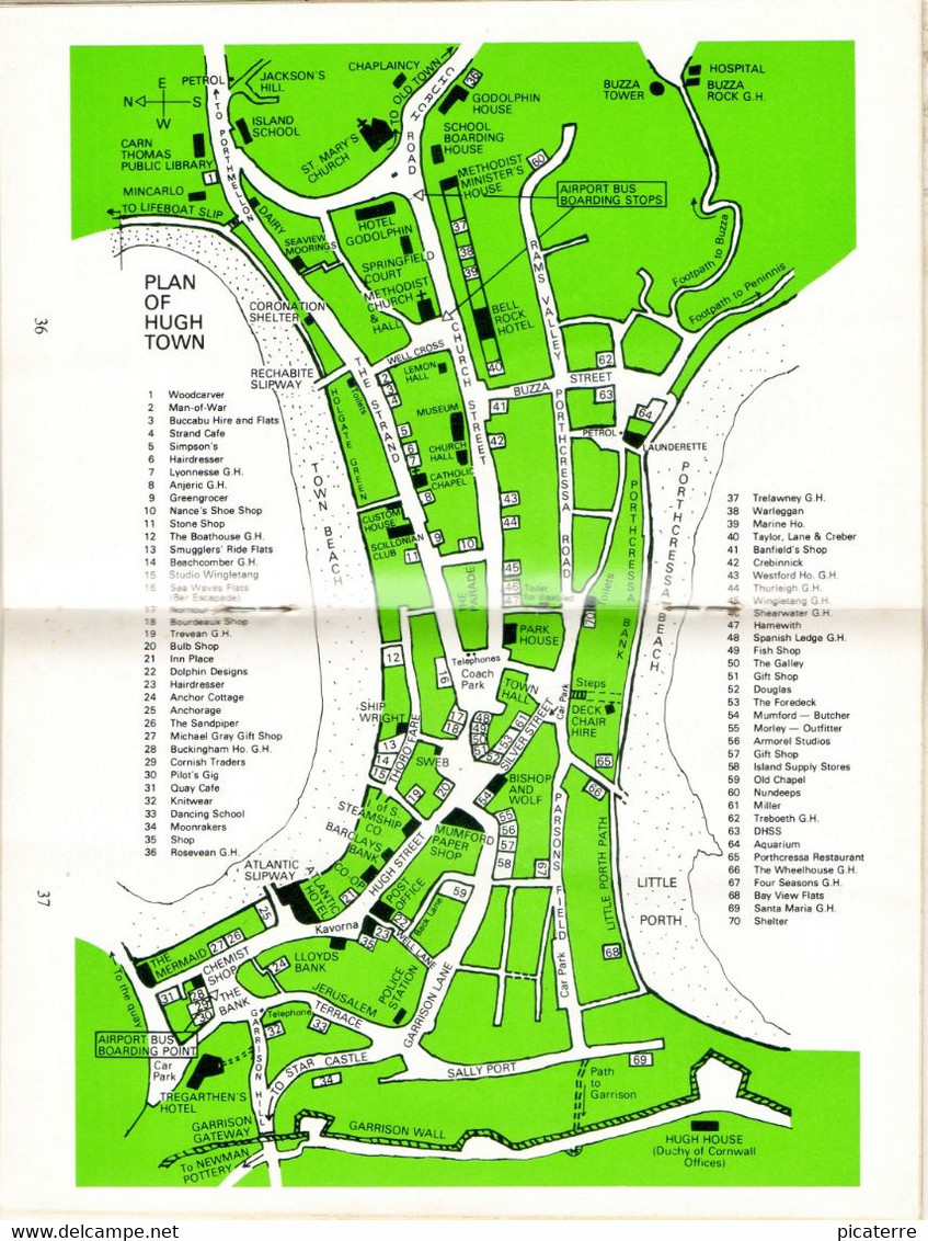 POST FREE UK - ISLES OF SCILLY-Guidebook-large folding map + Maps of other islands + illus/adverts.-72 p-see 10 scans