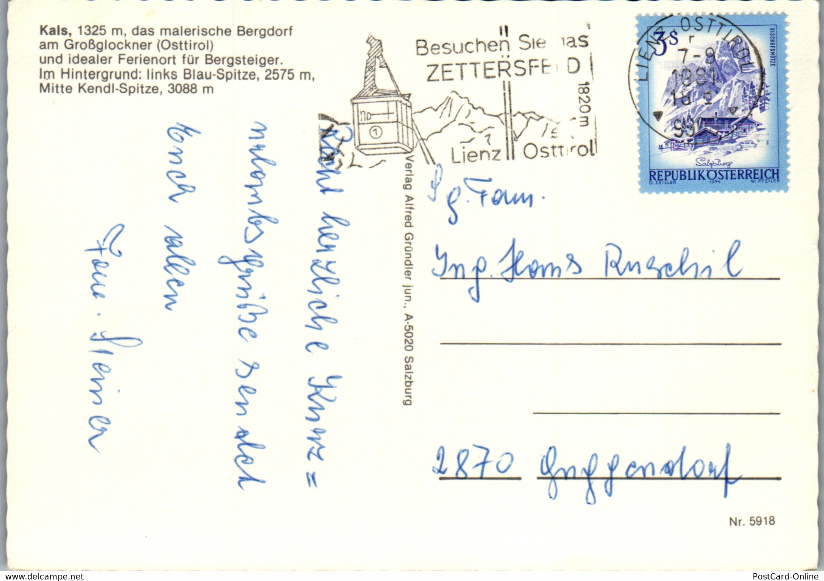 21558 - Tirol - Kals , Blau Spitze , Kendl Spitze , Marterl - Kals