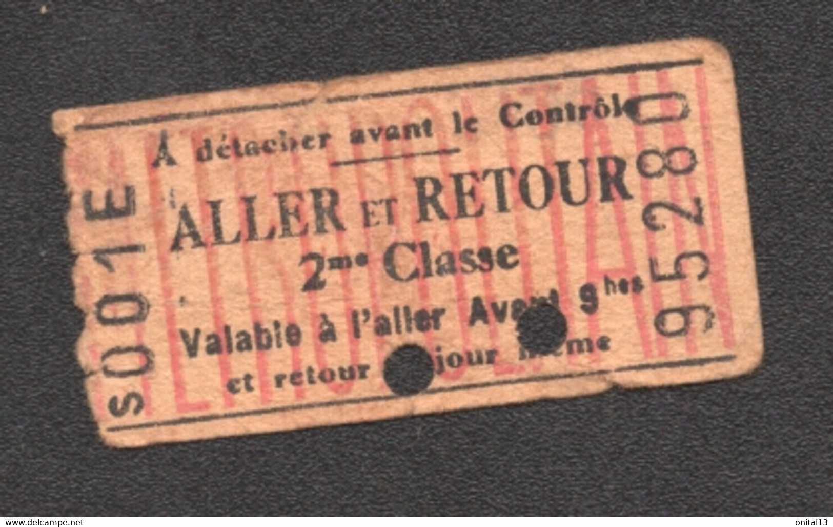 ANCIEN TICKET DE METRO PARIS  ALLER ET RETOUR 2EME CLASSE   C3346 - Europe