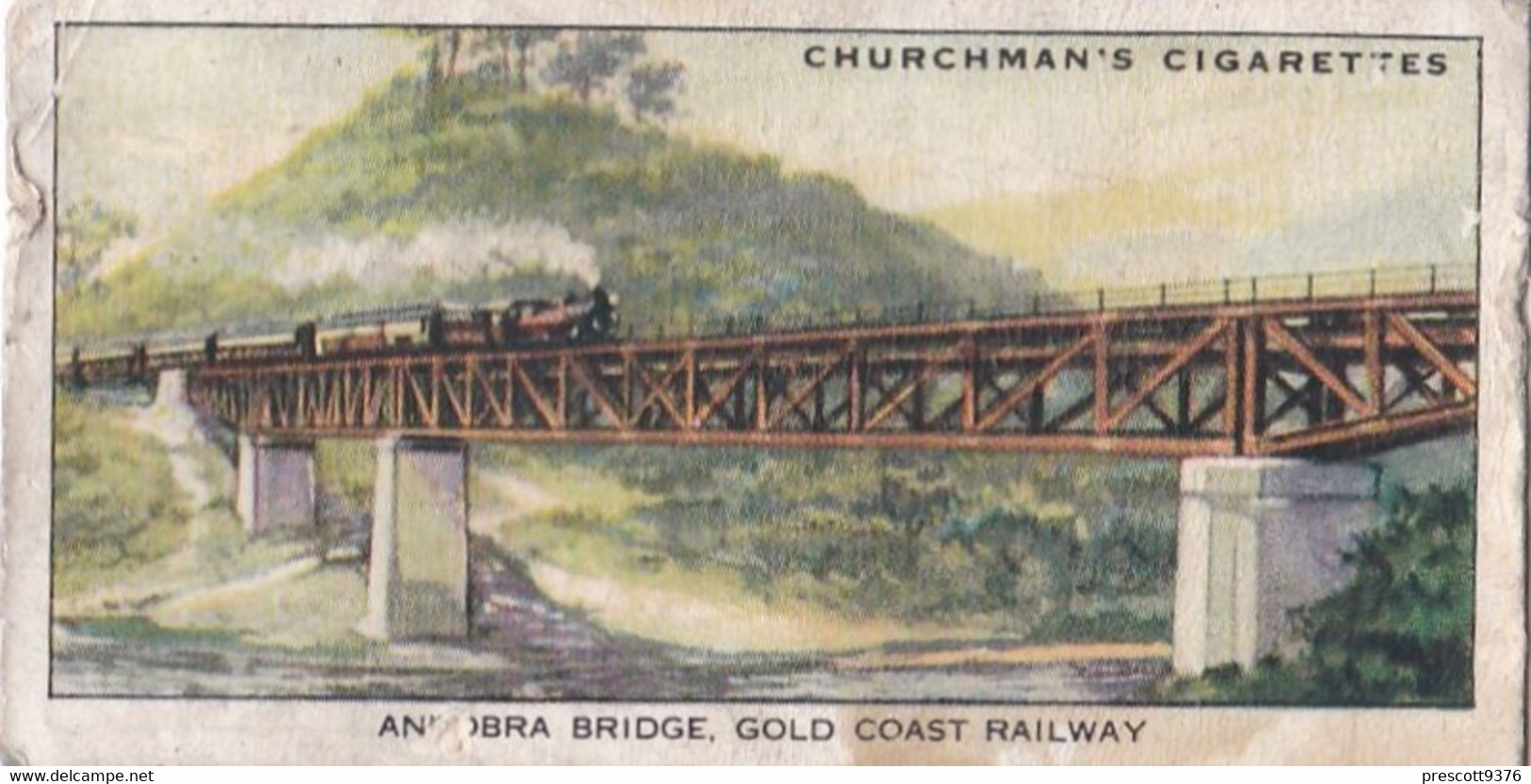 Empire Railways 1931  -  4 Ankobra Bridge, Gold Coast Railways - Churchman Cigarette Card - Original - Trains - Churchman