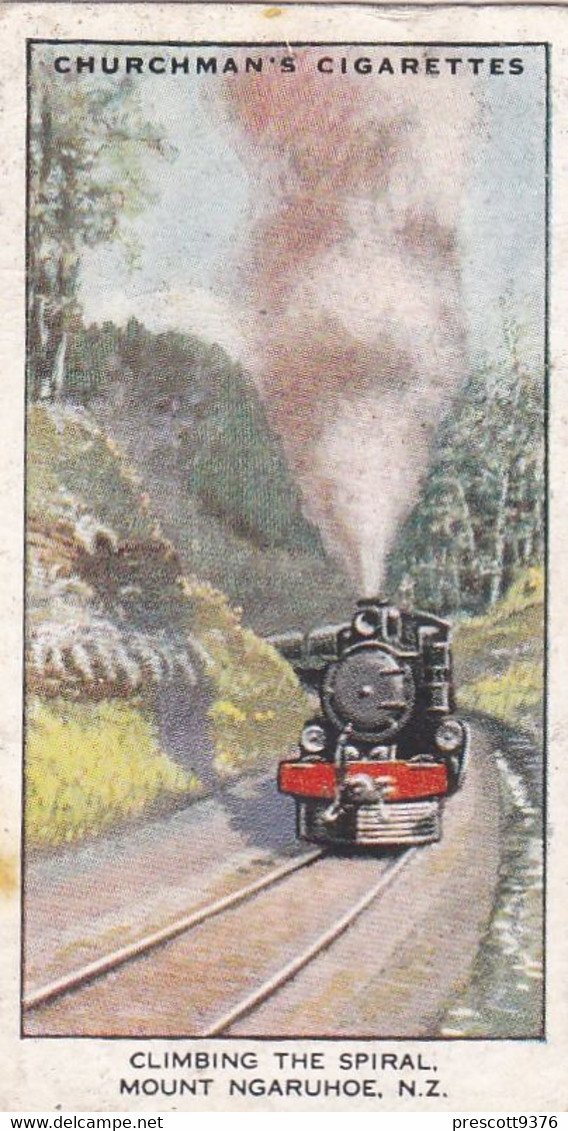 Empire Railways 1931  -  48 Mount Ngaruhoe, New Zealand - Churchman Cigarette Card - Original - Trains - Churchman