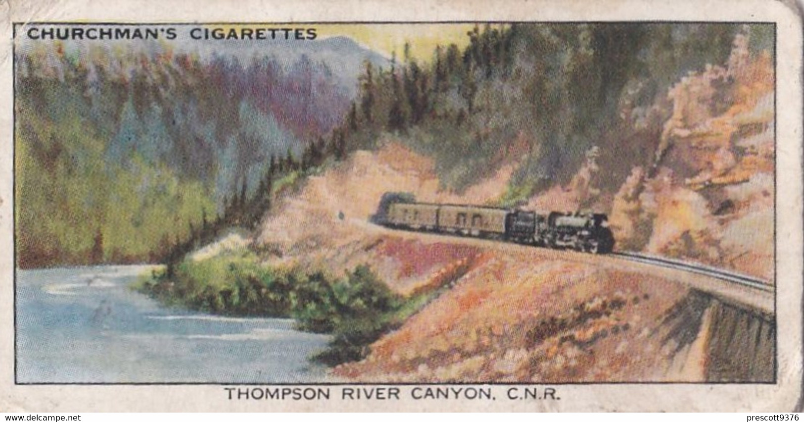 Empire Railways 1931  - 16 Thompson River Canyon, CNR  - Churchman Cigarette Card - Original - Trains - Churchman