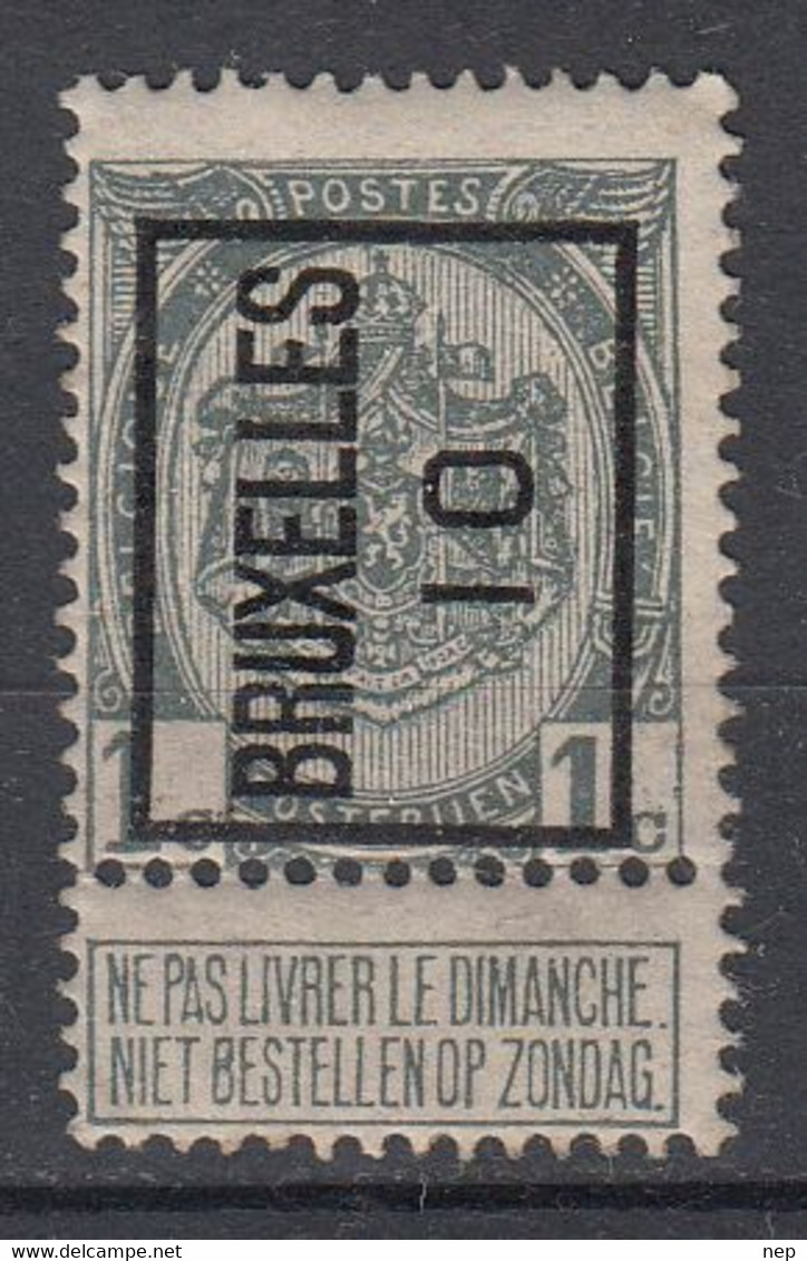 BELGIË - PREO - Nr 13 A  - BRUXELLES "10" - (*) - Tipo 1906-12 (Stendardi)