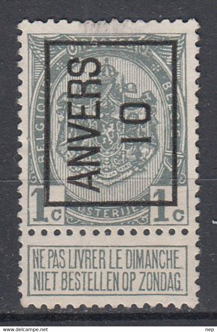 BELGIË - PREO - Nr 12 A  - ANVERS "10" - (*) - Sobreimpresos 1906-12 (Armarios)