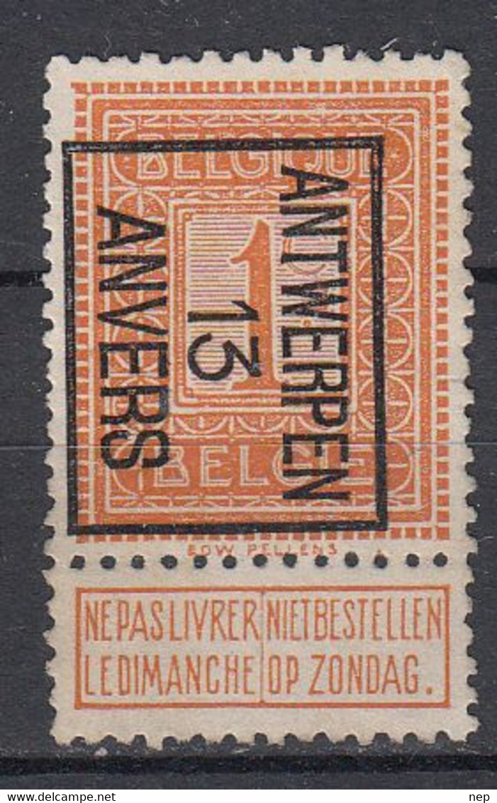 BELGIË - PREO - Nr 36 B  - ANVERS "13" ANTWERPEN- (*) - Sobreimpresos 1912-14 (Leones)