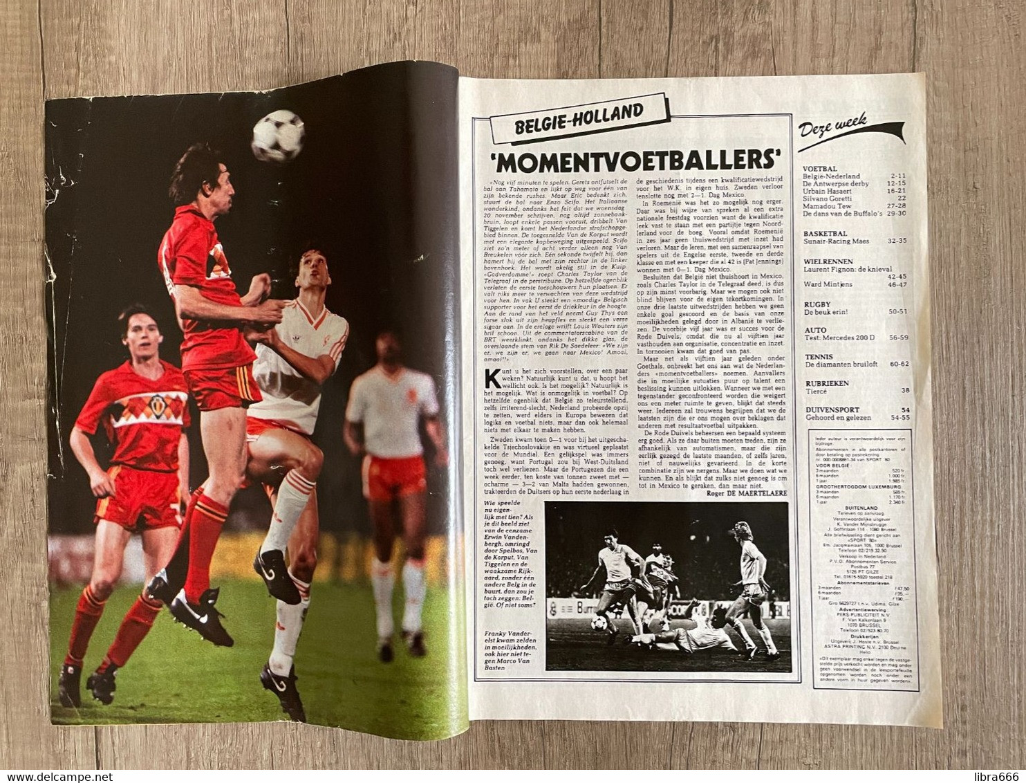 SPORT 80 Nr 43 1985 - FRANK VERCAUTEREN - URBAIN HASAERT - MAMADOU TEW Voetbal - LAURENT FIGNON Wielrennen - ECC Tennis - Sports