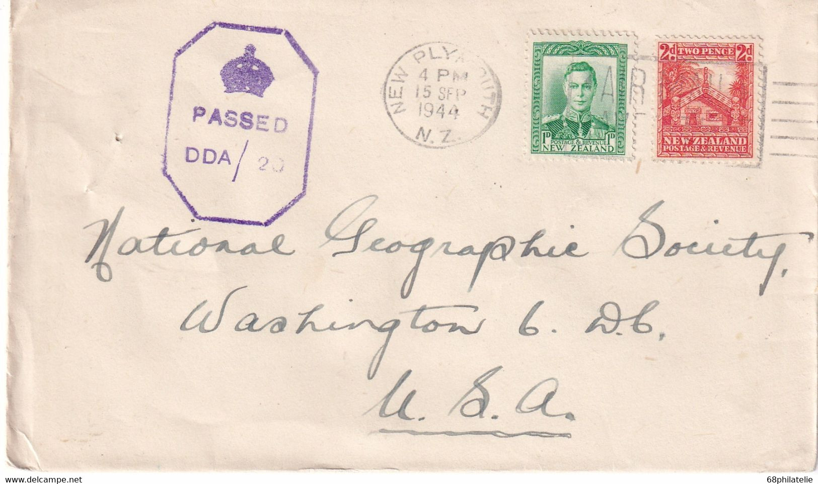 NOUVELLE-ZELANDE 1944 LETTRE CENSUREE DE NEW PLYMOUTH - Briefe U. Dokumente