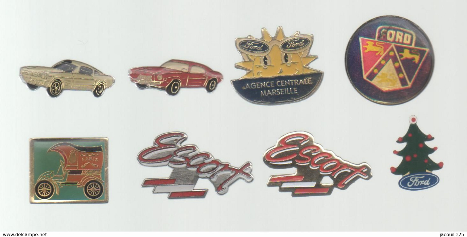 PINS PIN'S AUTO 564 AUTOMOBILE FORD LOGO MARSEILLE ESCORT DORE ET ARGENTE FABIS RETRO SAPIN NOEL LOT 8 PINS - Ford