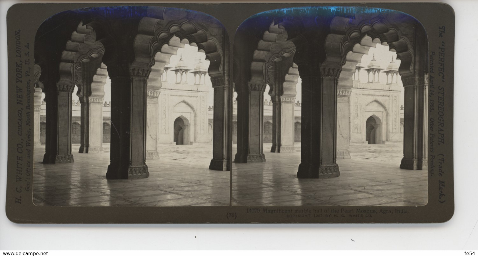 ° INDE ° INDIA ° MAGNIFICENT MARBLE HALL OF THE PEARL MOSQUE, AGRA ° - Stereoscopic