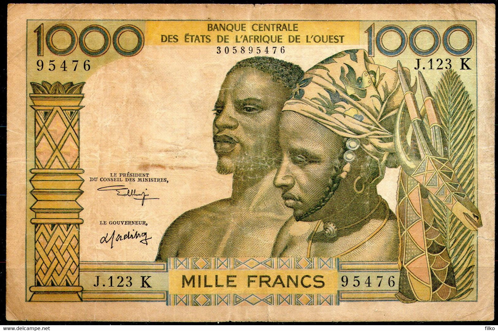 West African States,Senegal,1000 Francs 1970,P-703Ki,serie J,as Scan - West African States