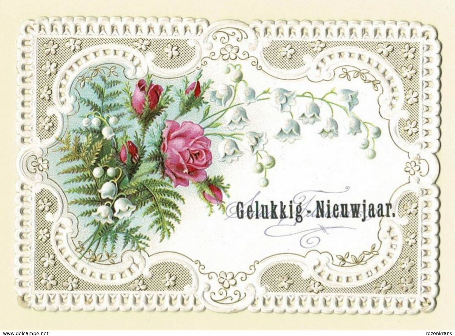 Bonne Annee Gelukkig Nieuwjaar Carte Dentellee Gaufree Embossed Canivet Fleurs Flowers Fam Mutsaers Tilburg - Bloemen