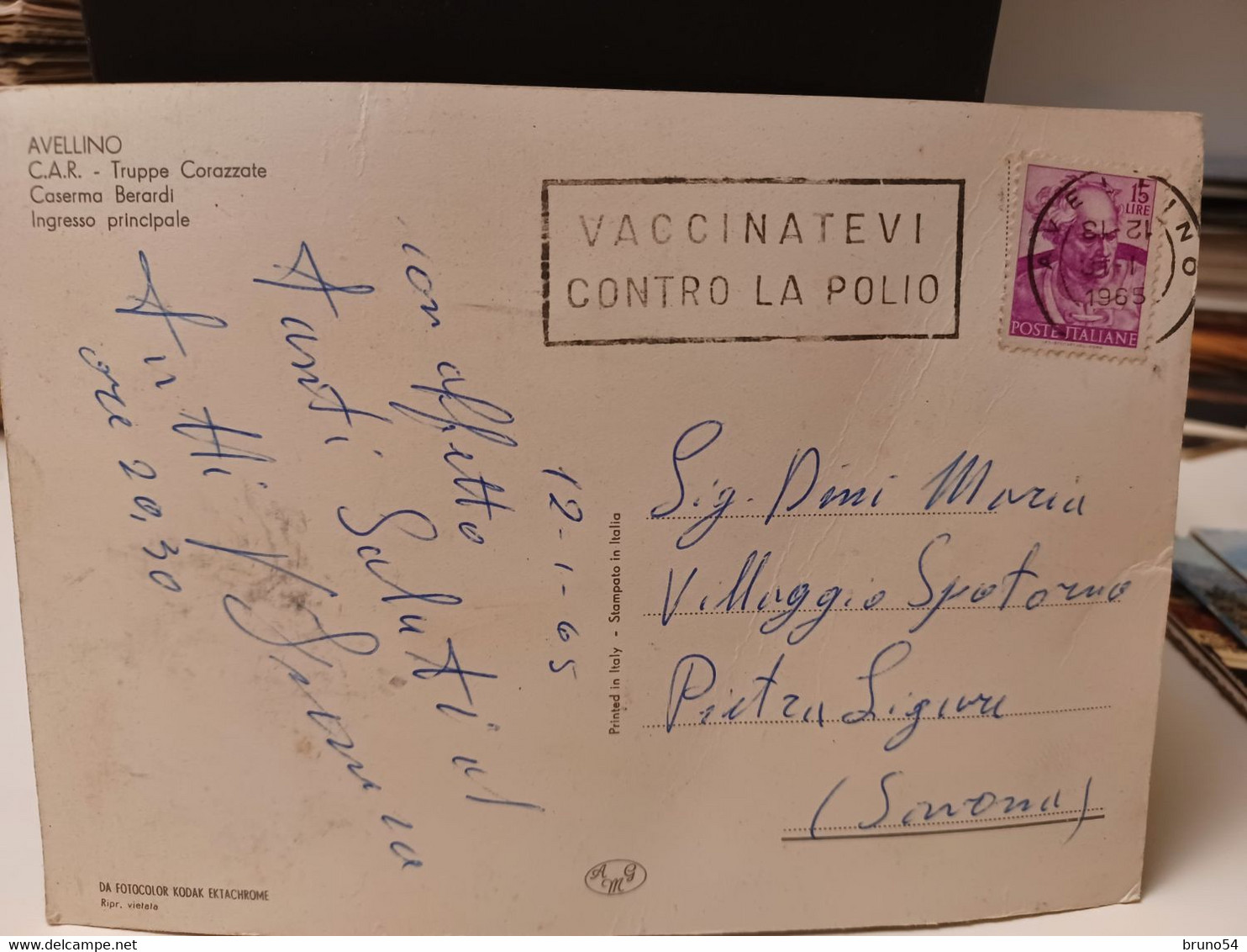 Cartolina Avellino C.A.R. Truppe Corazzate, Caserma Berardi Ingresso Principale 1965 - Avellino