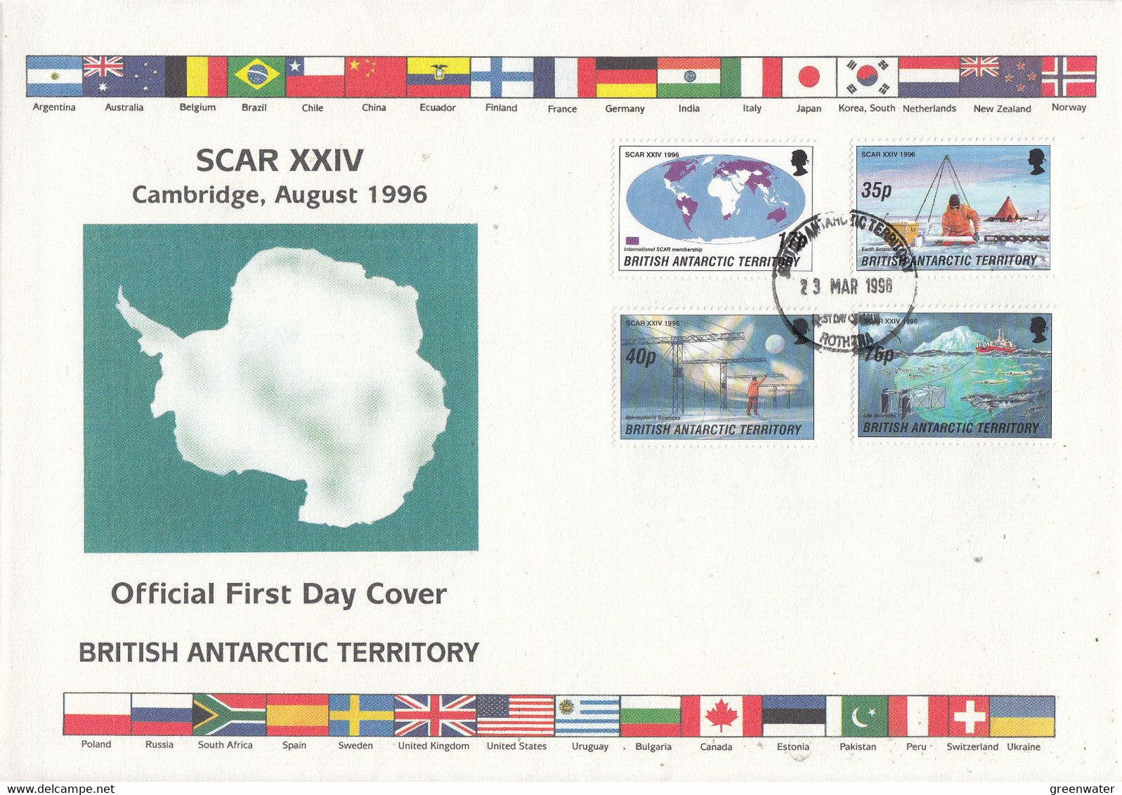 British Antarctic Territory (BAT) 1996 Scar  4v + M/s FDC (F9034) - FDC