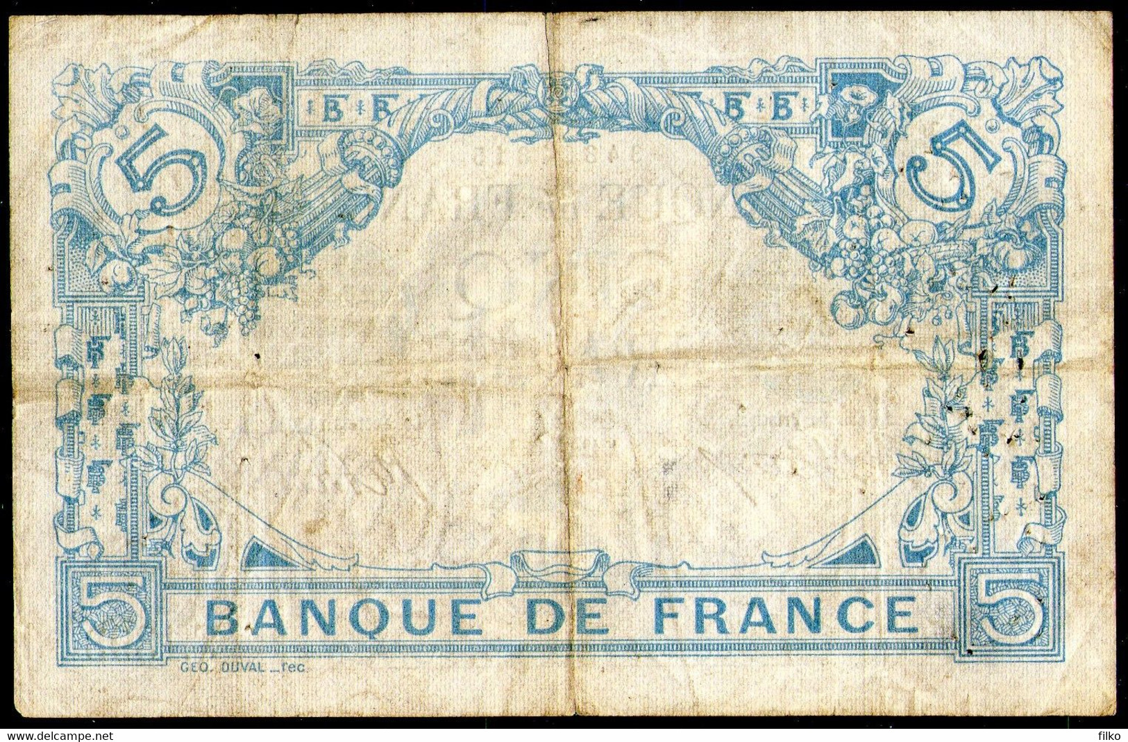 Frence,1912, 5 Francs Bleu P-70a.1,as Scan - 5 F 1912-1917 ''Bleu''