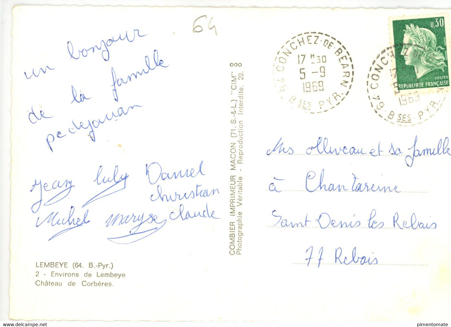 LEMBEYE CHATEAU DE CORBERES 1969 - Lembeye