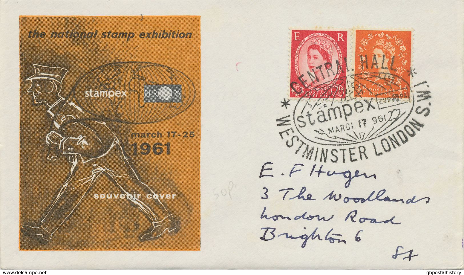 GB 1961 QEII 1/2d+2 1/2d W. Phosphor On Superb Souvenir Cover Stampex Central Hall Westminster London S.W.I - Brieven En Documenten