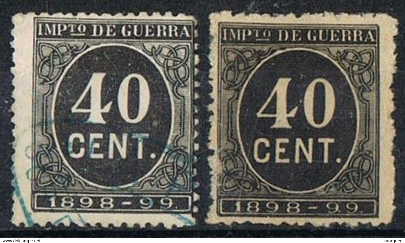 Dos Sellos 40 Cts Cifras IMPUESTO De Guerra, Destino Fiscal , VARIEDAD Calcado Y Papel */º - Kriegssteuermarken