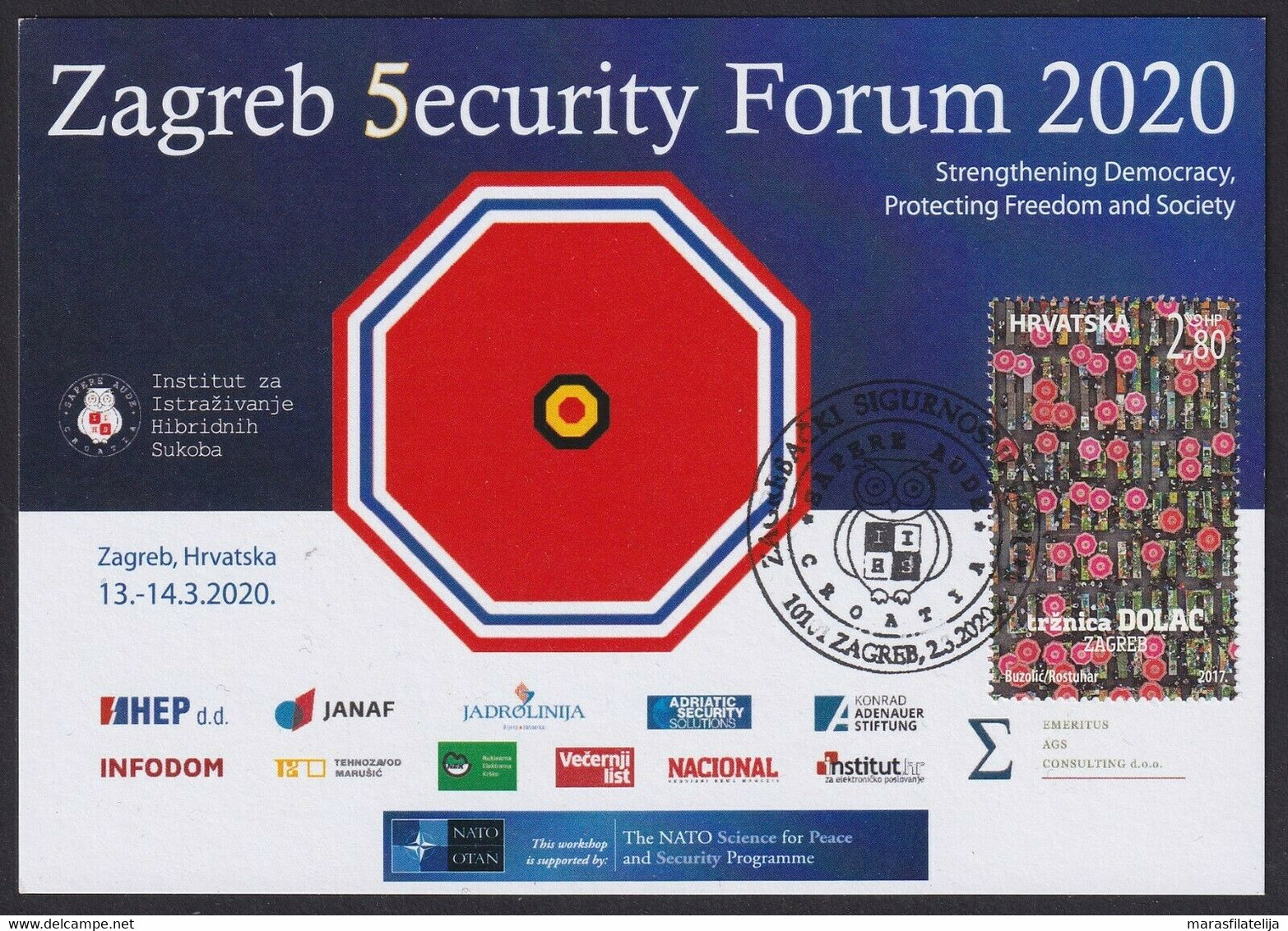 Croatia, 2020-03-02, Zagreb Security Forum, Spec Postmark & Card - Kroatien