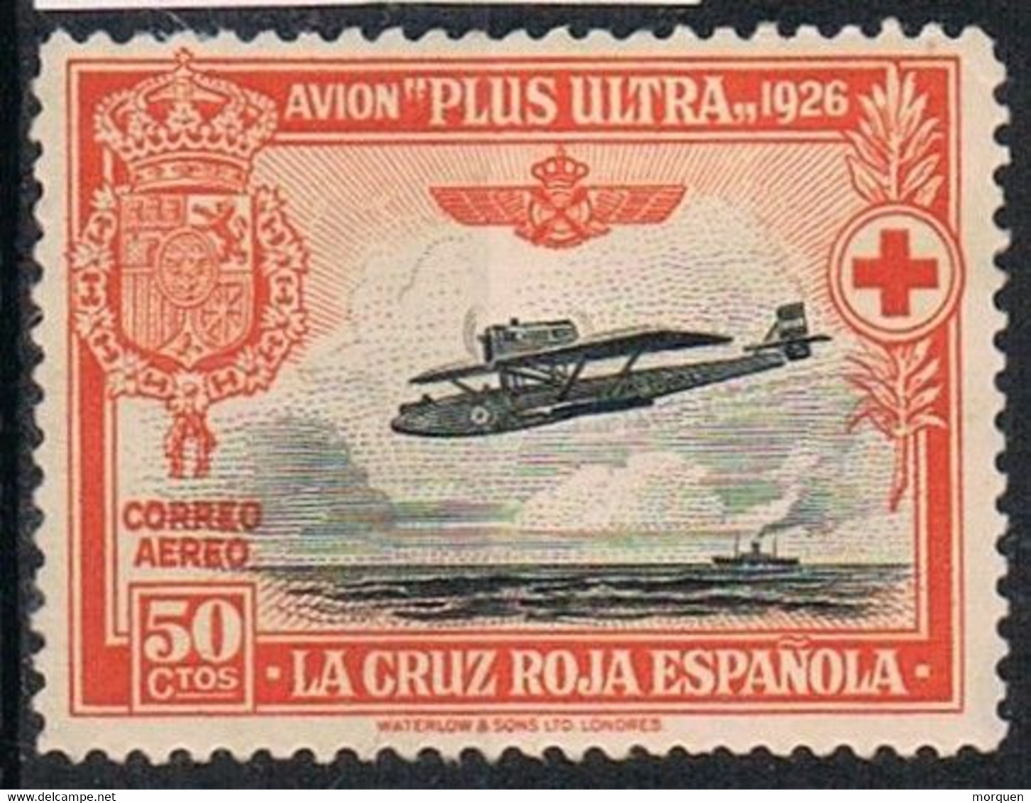 Sello 50 Cts Aereo CRuz Roja Española 1926, Num 346 * - Nuevos