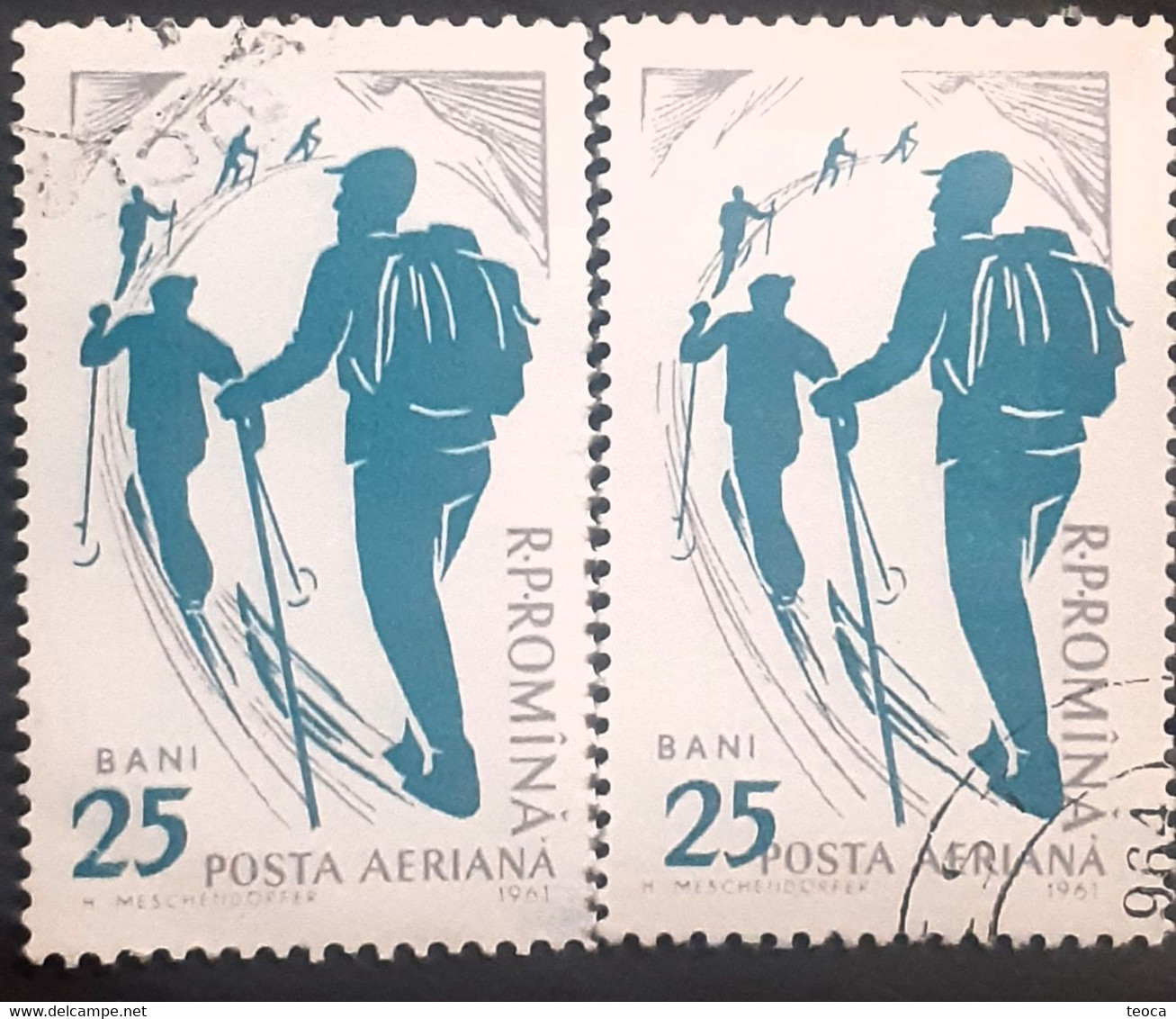 Errors  Romania 1961 # Mi 1953  Sky Mountain Sports With Multiple Errors - Plaatfouten En Curiosa