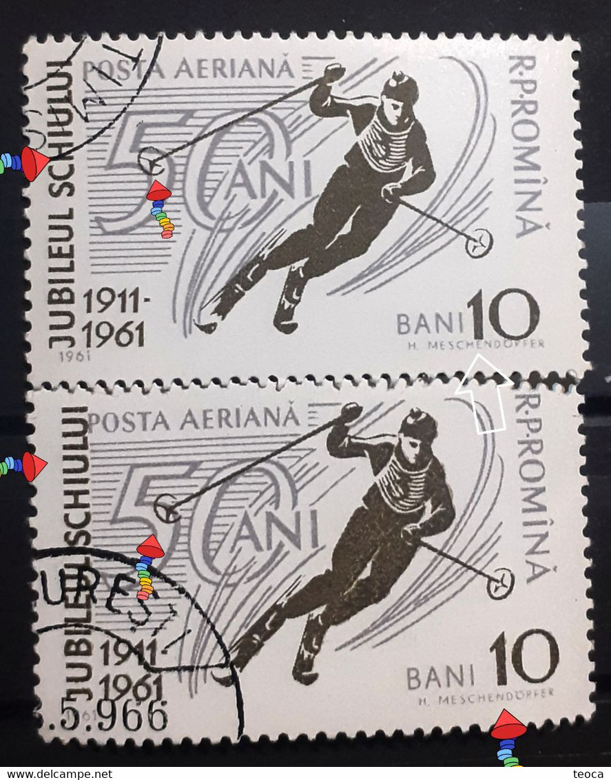 Errors Romania 1961 # Mi 1951  Sky Mountain Sports With Multiple Errors - Abarten Und Kuriositäten