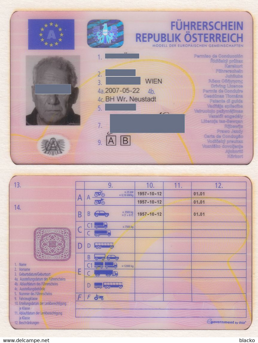 +++ Austria - Österreich - Driving Licence Db02 - Documents Historiques