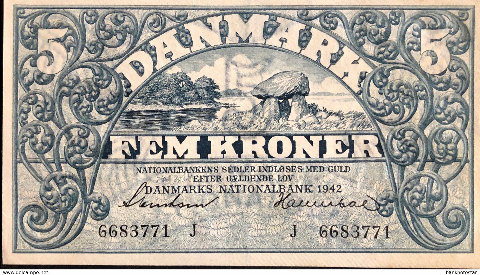 Denmark 5 Kroner, P-30h (1942) - AUNC - Denmark