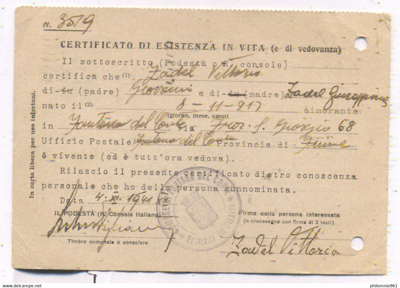 Italy OCCUPATION OF Yugoslavia FIUME POSTAL CARD TO Triest 1941 - Jugoslawische Bes.: Fiume