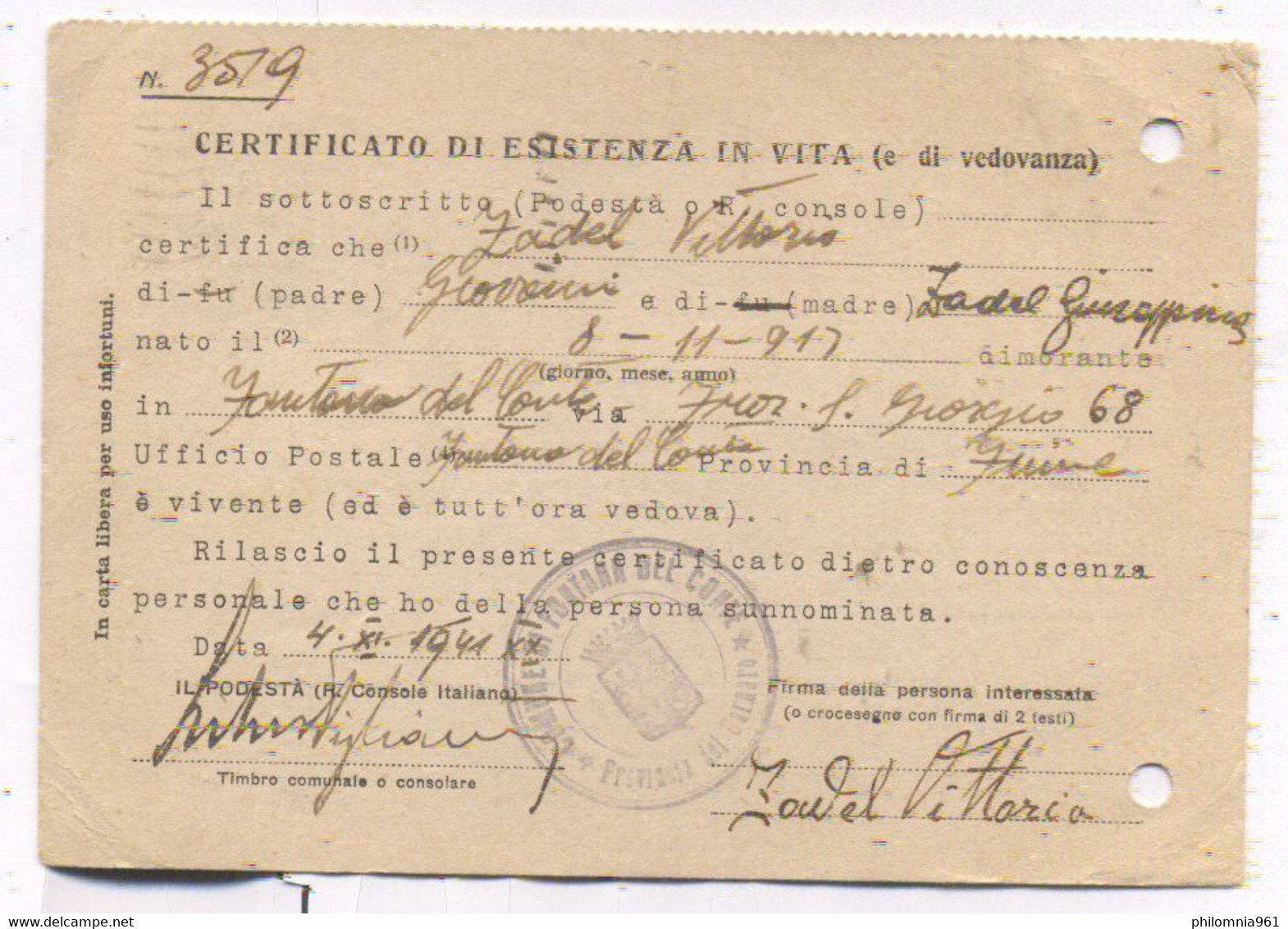 Italy OCCUPATION OF Yugoslavia FIUME POSTAL CARD TO Triest 1941 - Occ. Yougoslave: Fiume