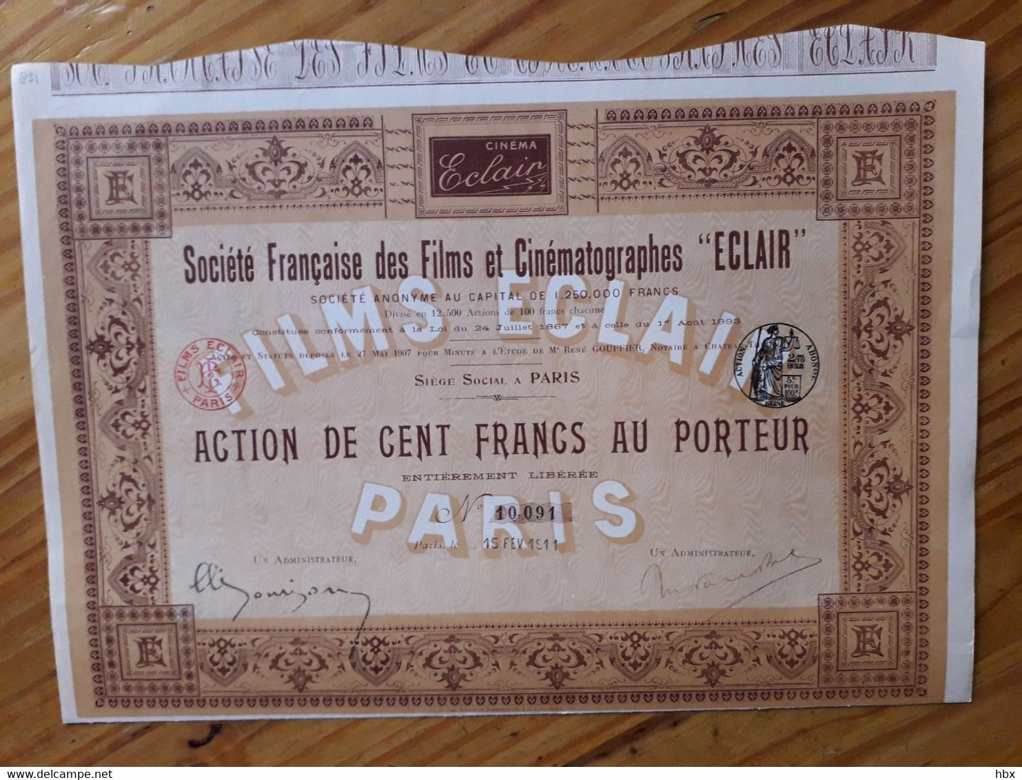 Société Francaise Des Films Et Cinématographs ECLAIR - 1911 - Cinéma & Théatre