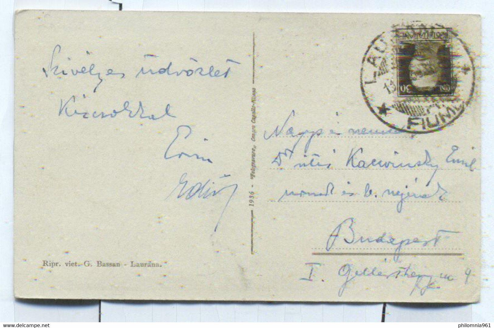 Italy WWII FIUME POSTCARD TO Hungary - Occ. Yougoslave: Fiume