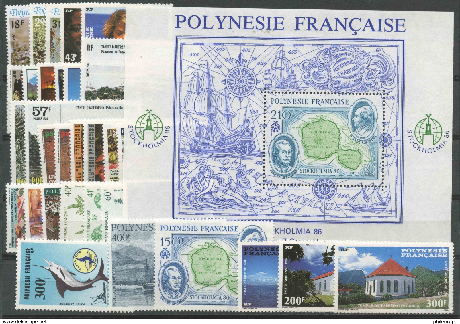 Polynesie Annees Completes (1986) N 246 A 271 Et PA 190 A 195 Et BF 12 - Komplette Jahrgänge