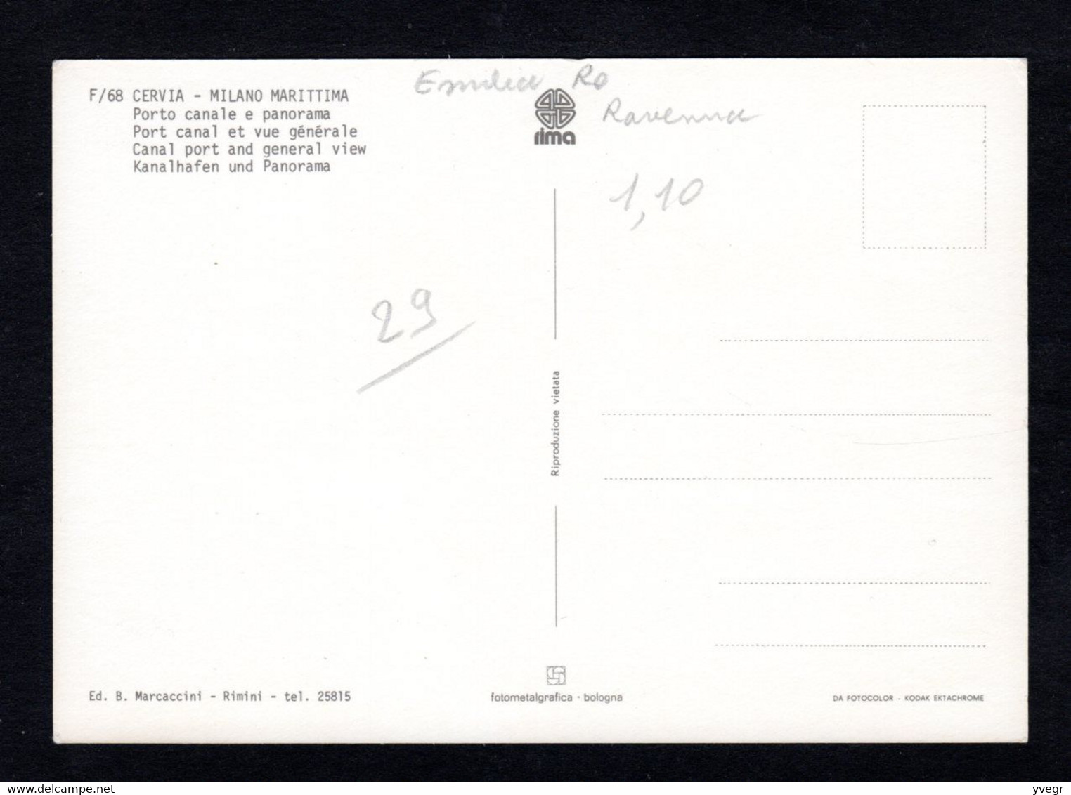 Italie - CERVIA Porto Canale E Panorama - Port Canal Et Vue Générale ( Ed. B. Marcaccini N° F/68) - Ravenna