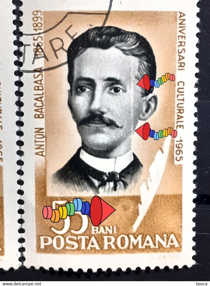 Errors Romania 1965 # Mi 2397 Printed With Vertical Line And Color Circle  Multiple Errors - Abarten Und Kuriositäten