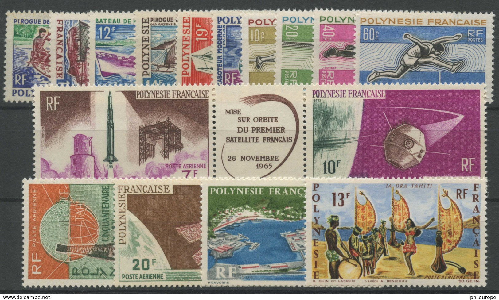 Polynesie Annees Completes (1966) N 36 A 45 Et PA N 16 A 21 (Luxe) - Années Complètes