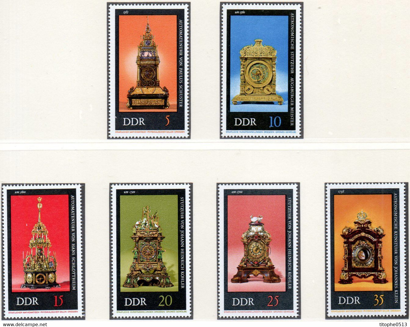 RDA. N°1735-40 De 1975. Horloges. - Horlogerie