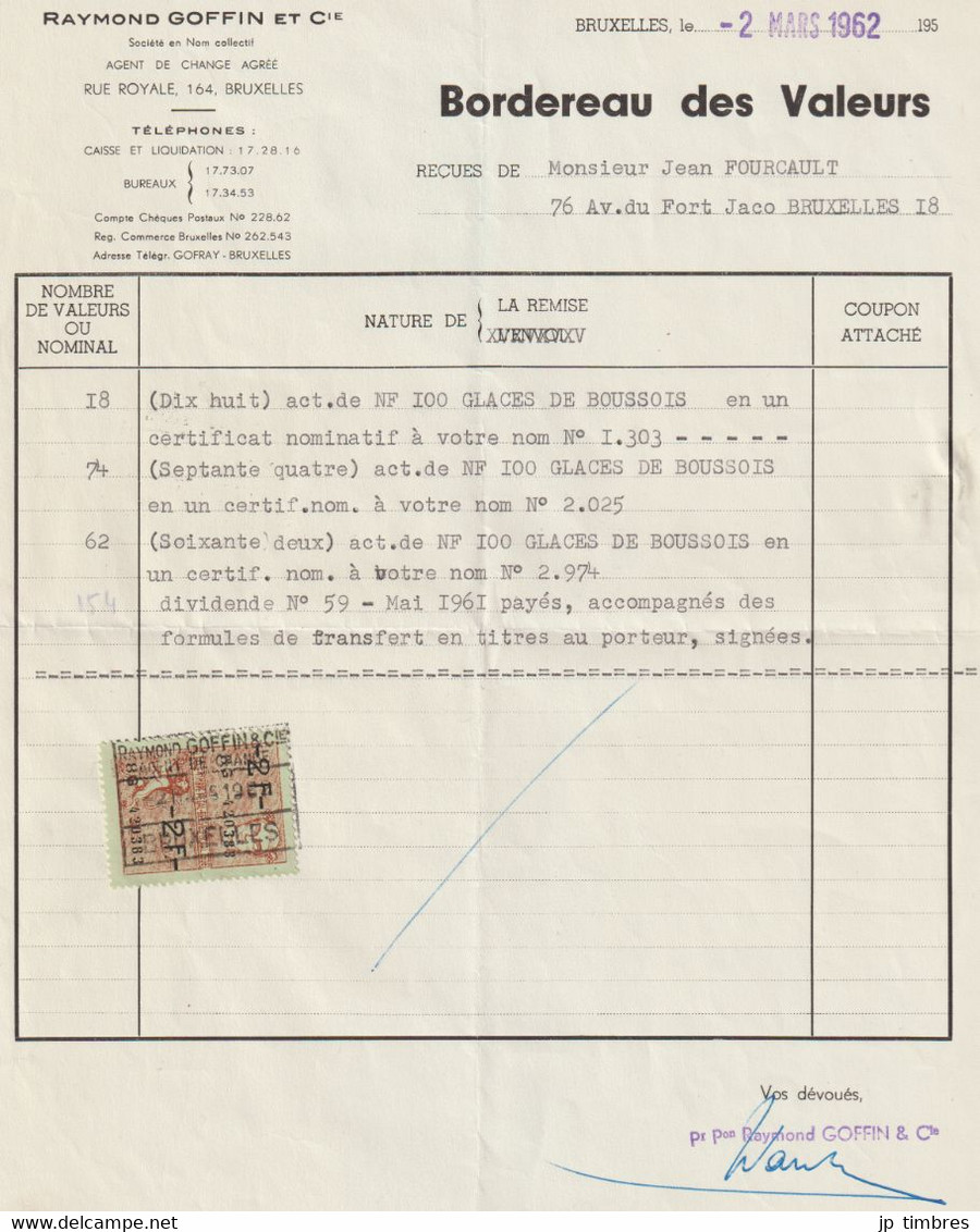 Paiement De La Taxe Par "Timbres Fiscaux" Sur Les Ordres D'Achats De Valeurs Boursière & Autres - Stamps