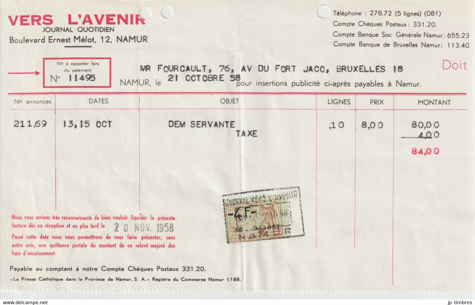 Paiement De La Taxe Par "Timbres Fiscaux" Sur Les Ordres D'Achats De Valeurs Boursière & Autres - Francobolli