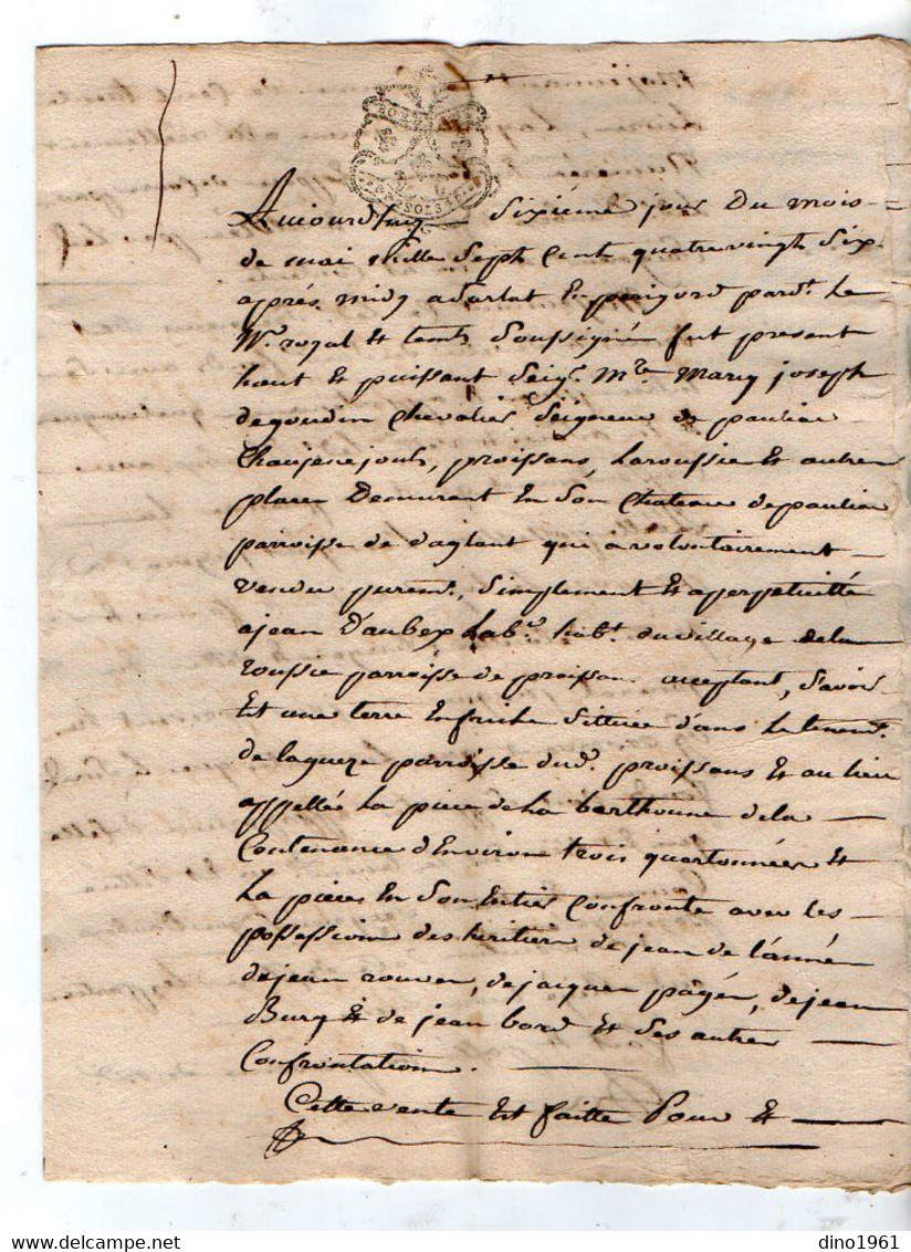VP18.582 - Cachet De Généralité De BORDEAUX - Acte De 1786 Concernant Le Haut & Puissant Seigneur De PAULIAC - Seals Of Generality