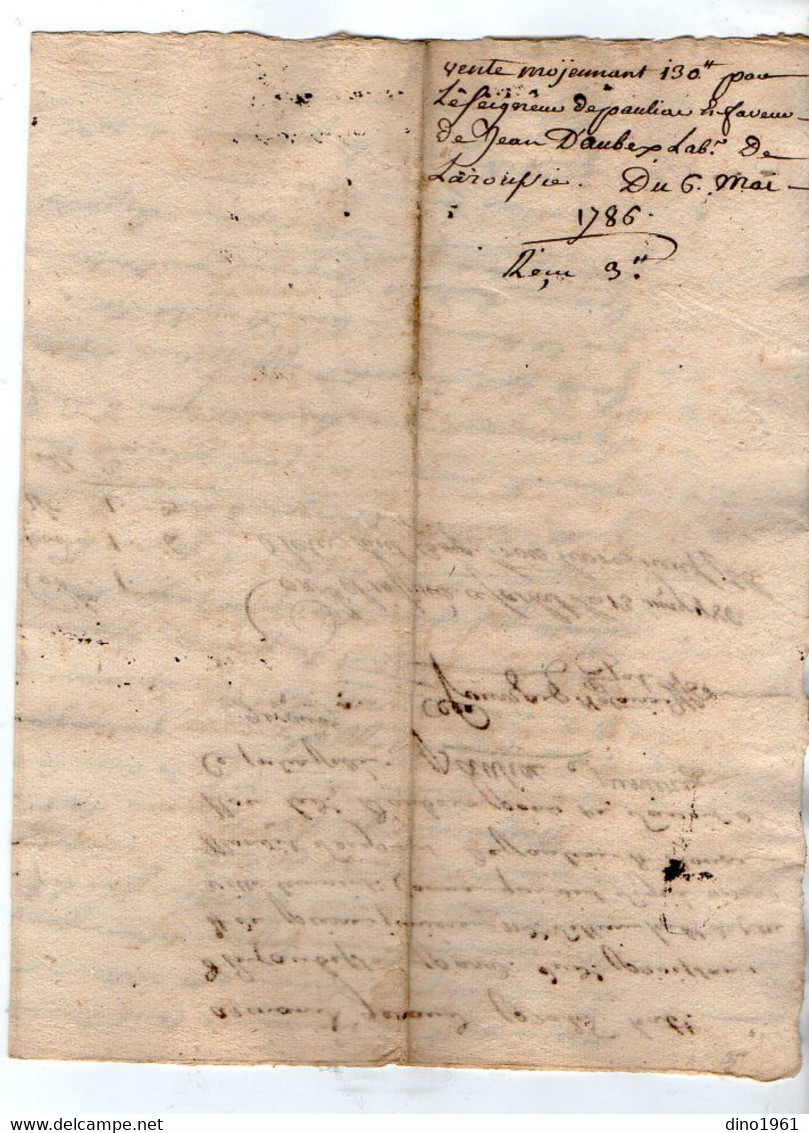 VP18.582 - Cachet De Généralité De BORDEAUX - Acte De 1786 Concernant Le Haut & Puissant Seigneur De PAULIAC - Seals Of Generality