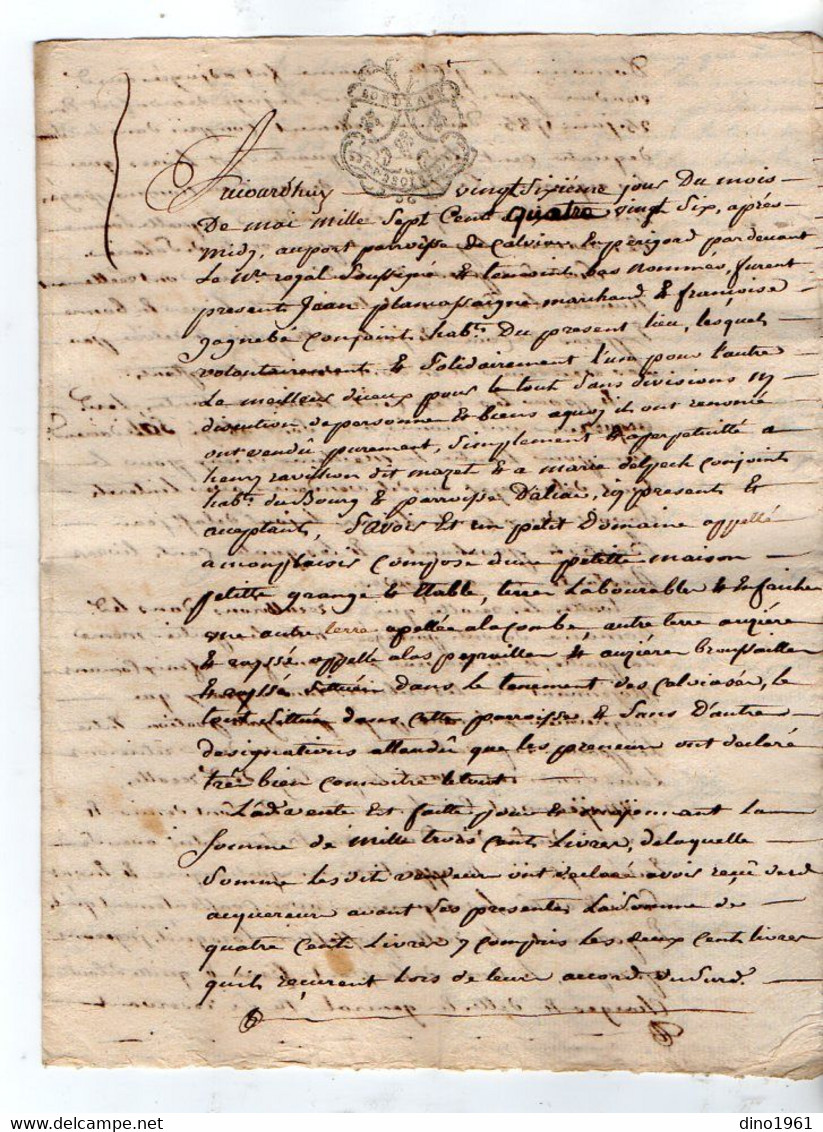 VP18.583 - Cachet De Généralité De BORDEAUX - Acte De 1786 Concernant La Vente D'un Petit Domaine - Seals Of Generality