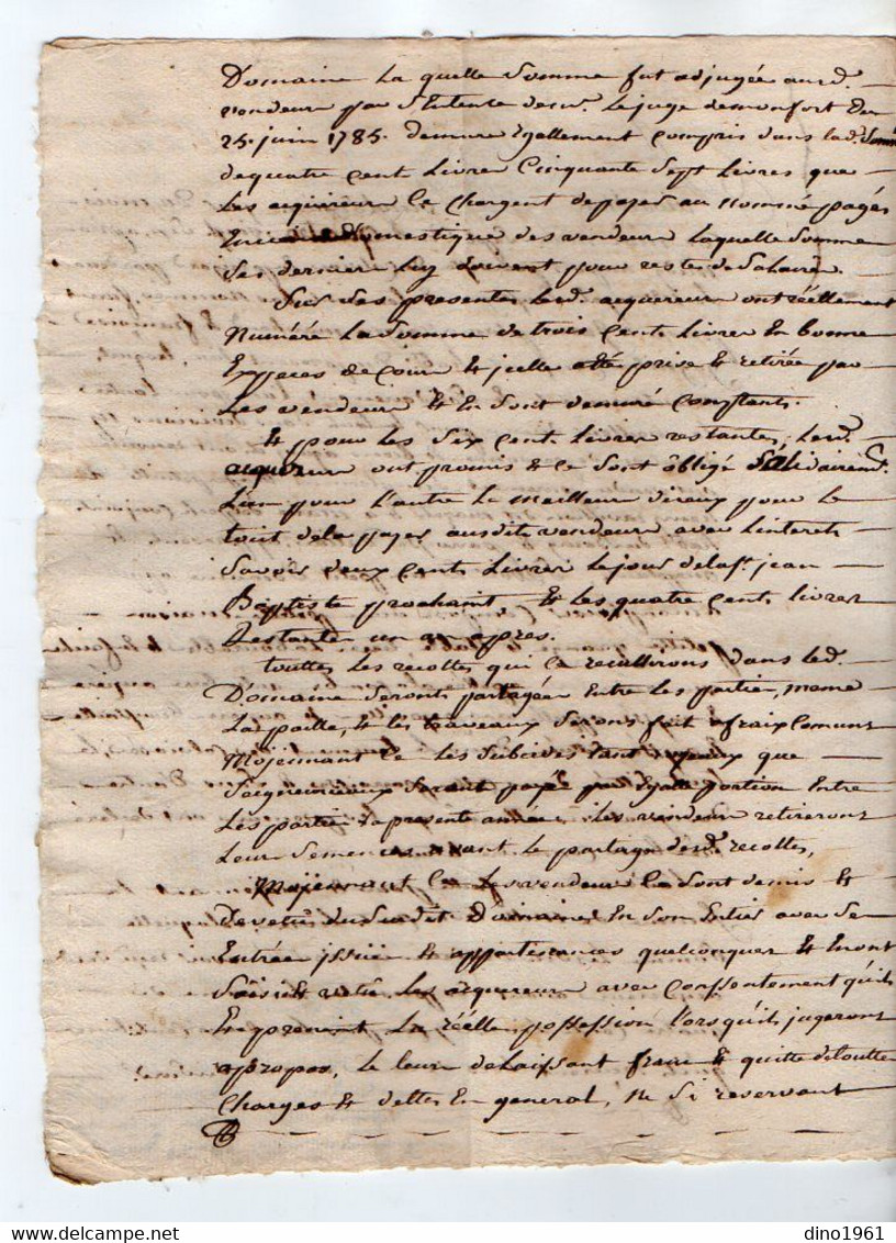 VP18.583 - Cachet De Généralité De BORDEAUX - Acte De 1786 Concernant La Vente D'un Petit Domaine - Matasellos Generales