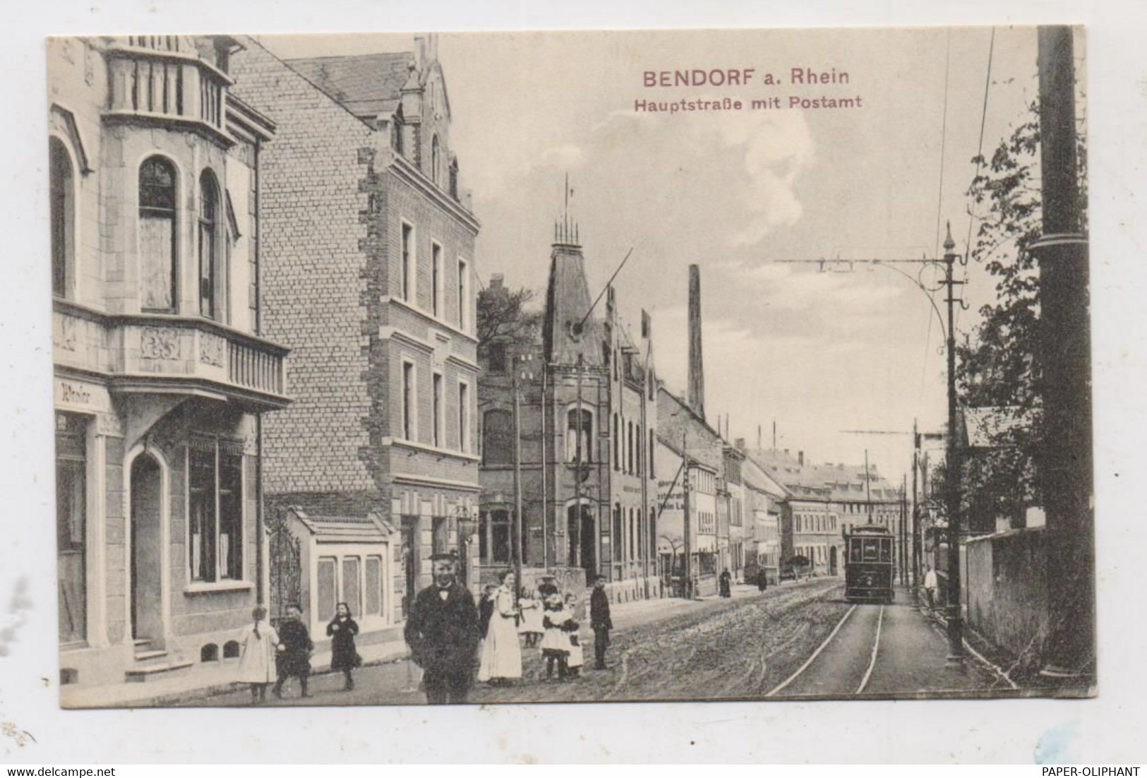 5413 BENDORF, Hauptstrasse, Postamt, Strassenbahn, Belebte Szene, Kl. Druckstelle, 1913 - Bendorf