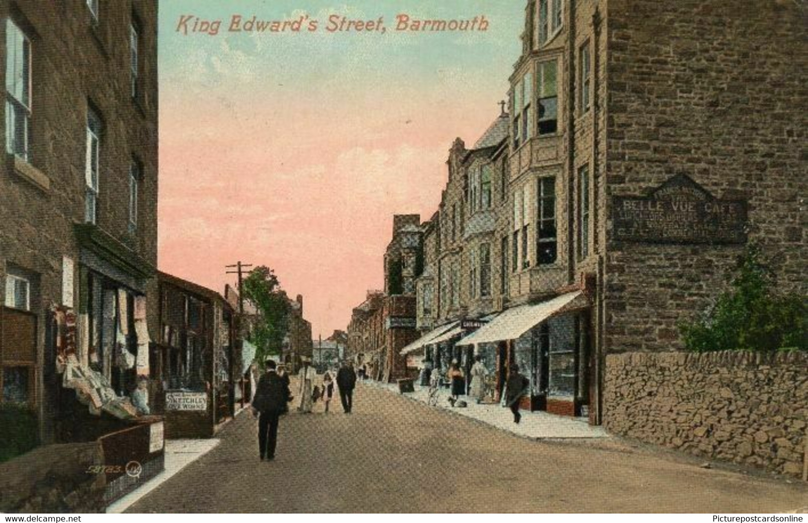 BARMOUTH KING EDWARD STREET OLD COLOUR POSTCARD WALES - Merionethshire