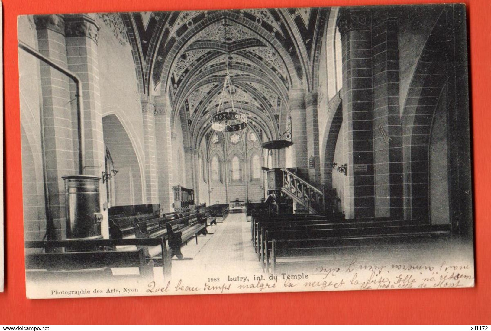 HCH-03 Intérieur Du Temple De Lutry Double Cachet La Conversion 1906. Des Arts 1982 - Lutry