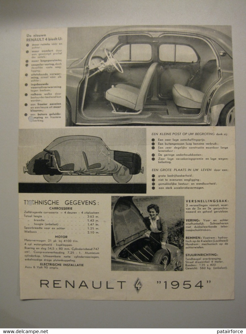 Renault 4  / 1954  / Garage Raepers - Delord  Ordingen - Werbung