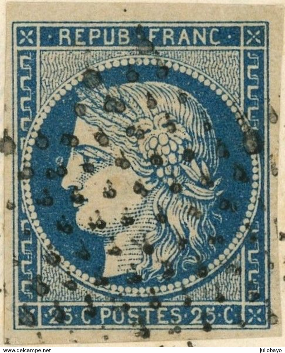 14 Fevrier 1852 Céres N°4 Bleu Foncé Anneau De Lune Devant Le Nez,sur Lettre De Paris Vers Anglure Marne - 1849-1876: Klassik