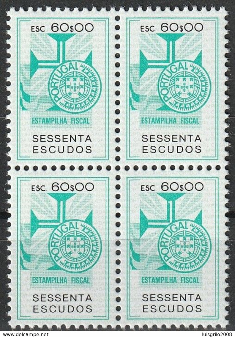 Fiscal/ Revenue, Portugal - Estampilha Fiscal, Série De 1990 -|- 60$00 - Block MNH** - Nuevos